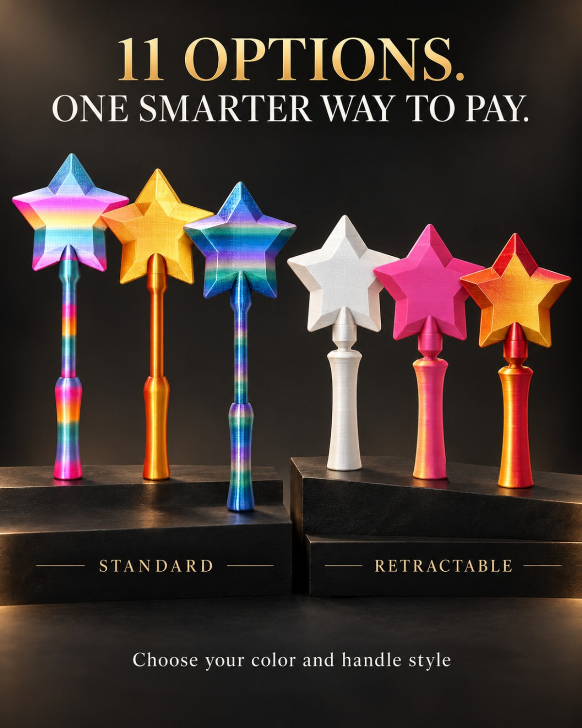 11 options. One smarter way to pay. TapStar Standard and Retractable colors.